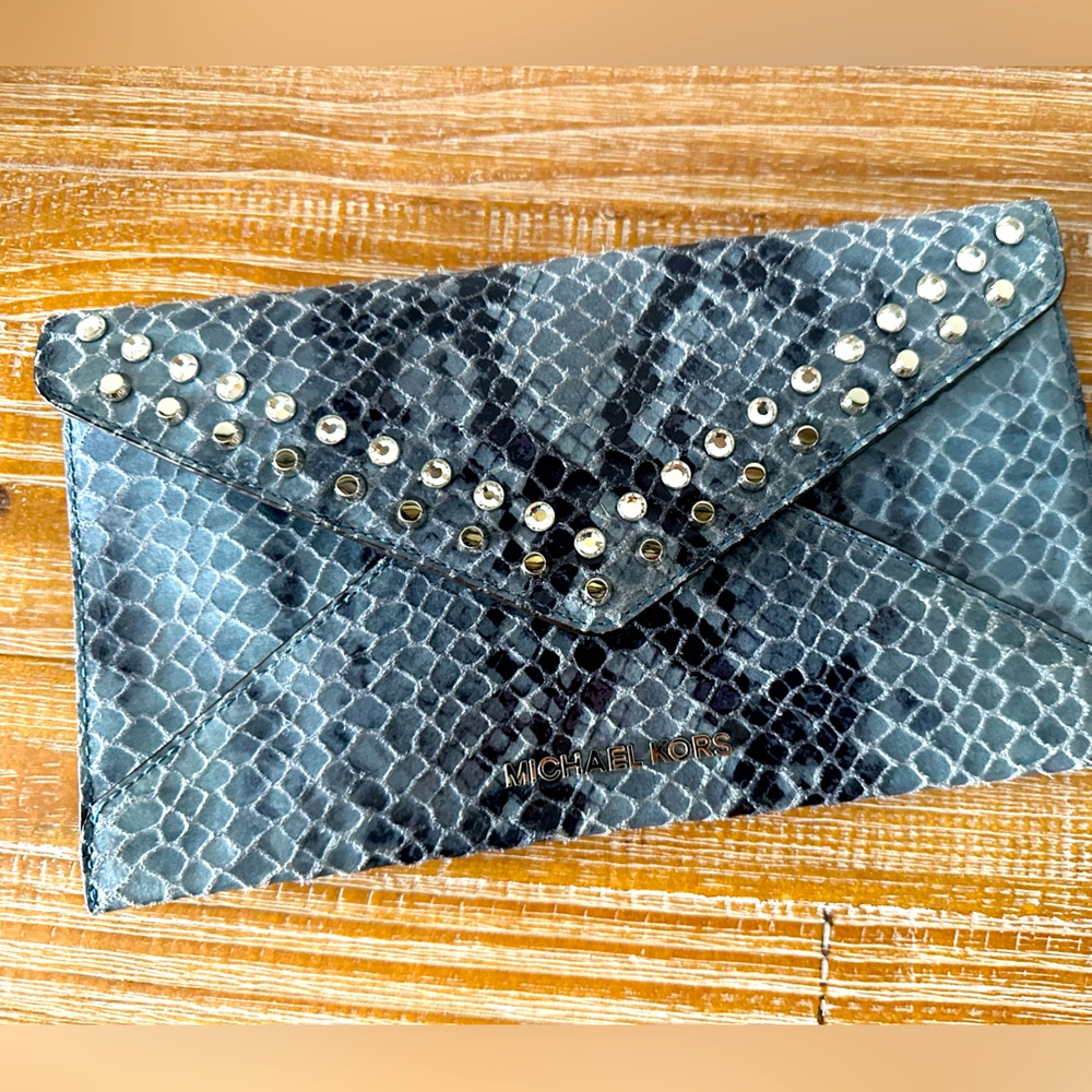 Blue Python Michael Kors Clutch- Never Used - image 1